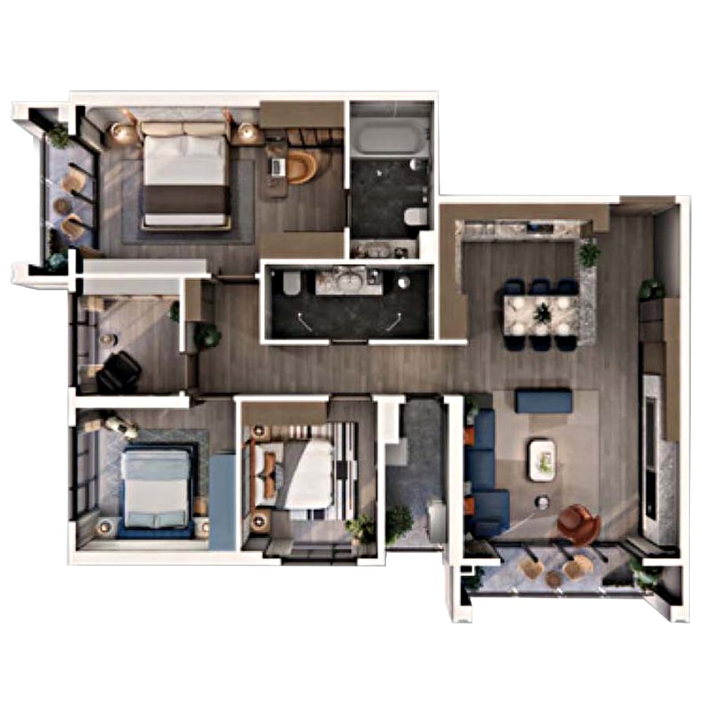 3-BED layout
