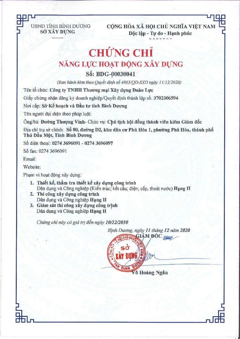 Construction capability certificate, provincial — BDG-00030041