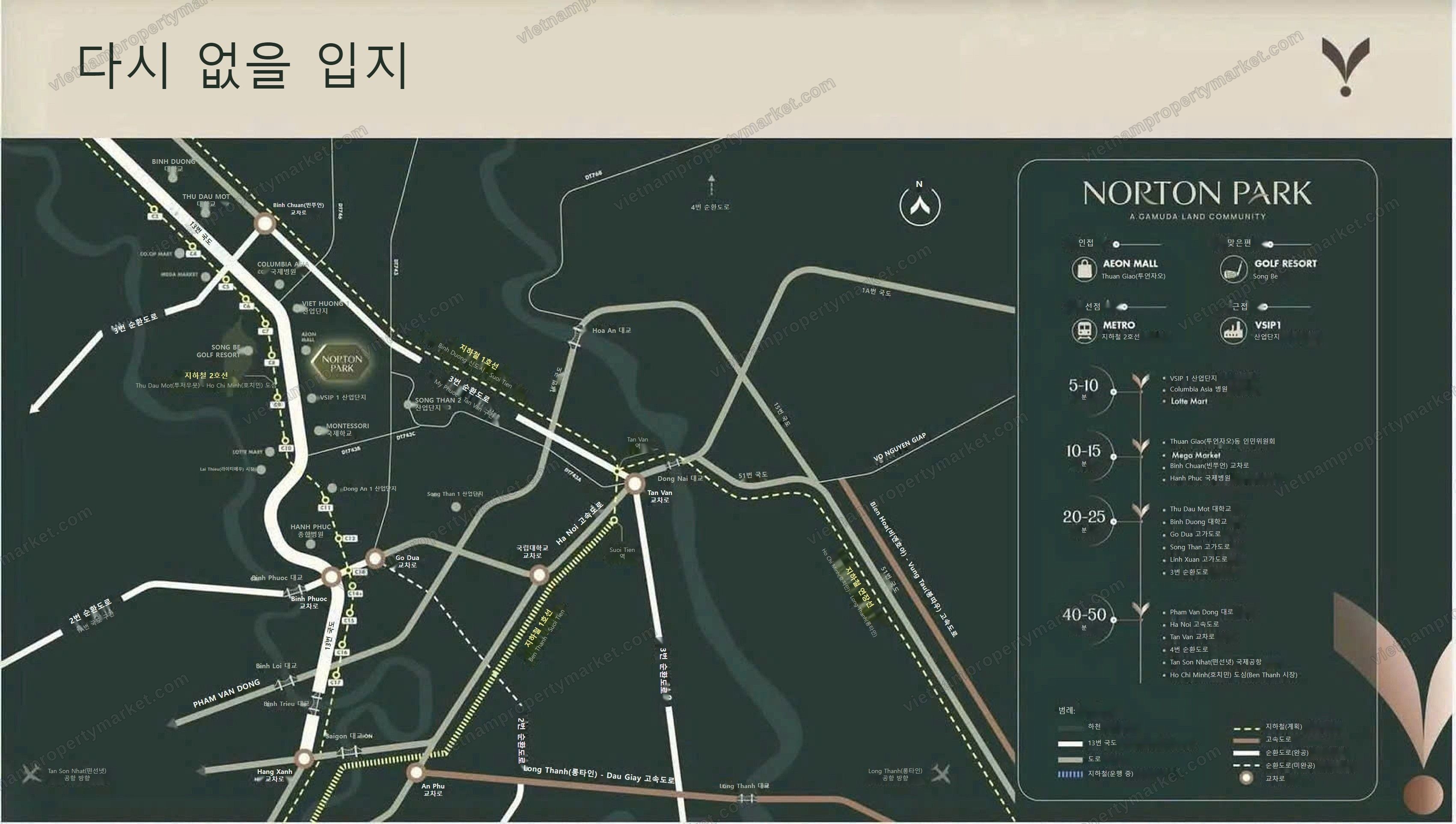 주변 목적지와 차량 이동 시간(개발사 공개 자료)