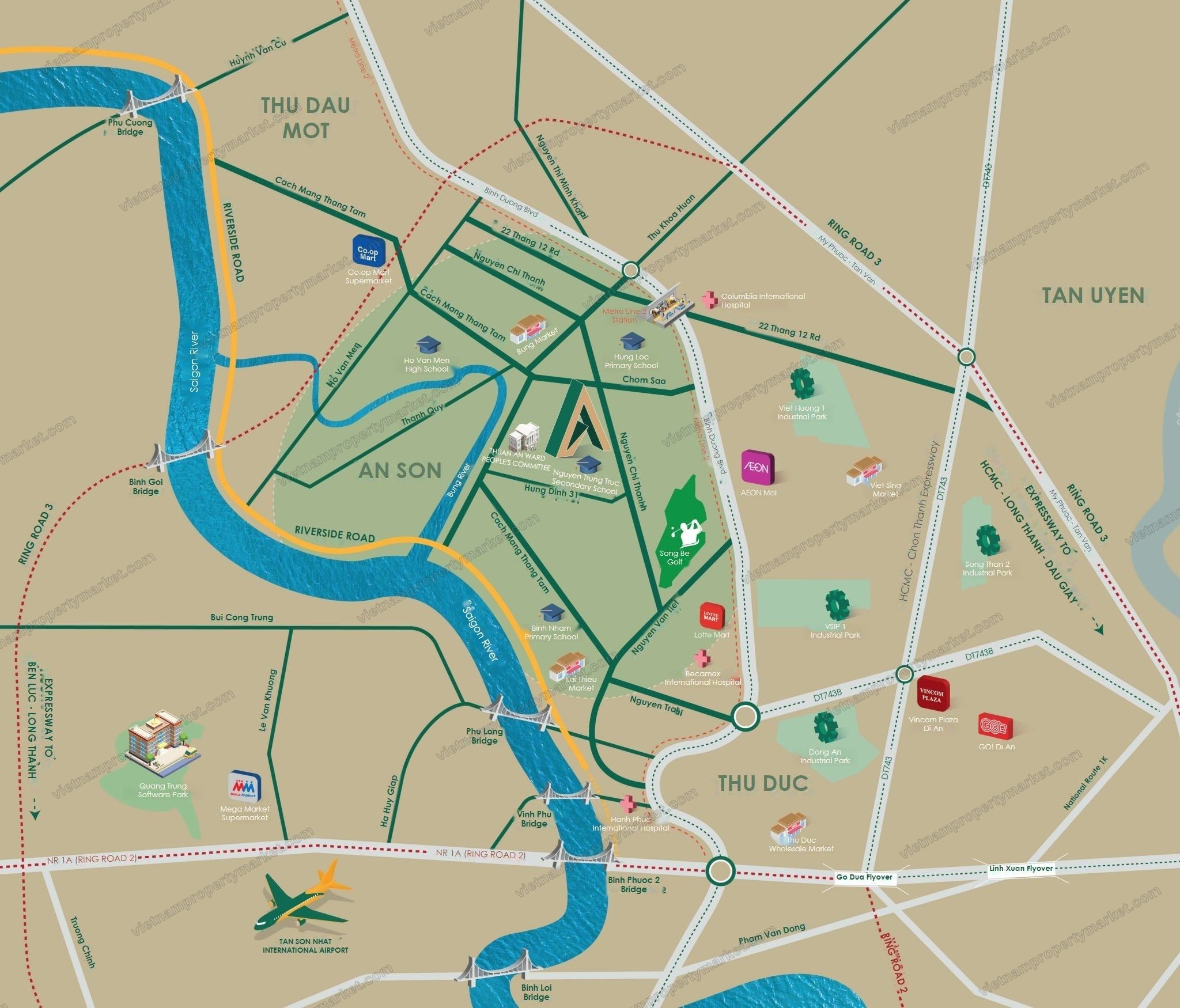 The wider corridor between Thu Dau Mot and Thu Duc