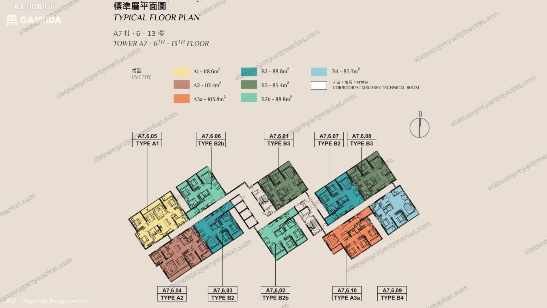 A7 棟 6 – 13 樓標準層平面圖