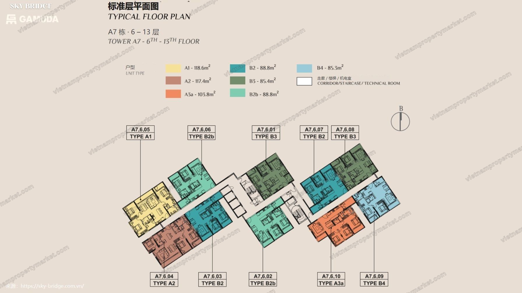 A7 栋 6 – 13 层标准层平面图