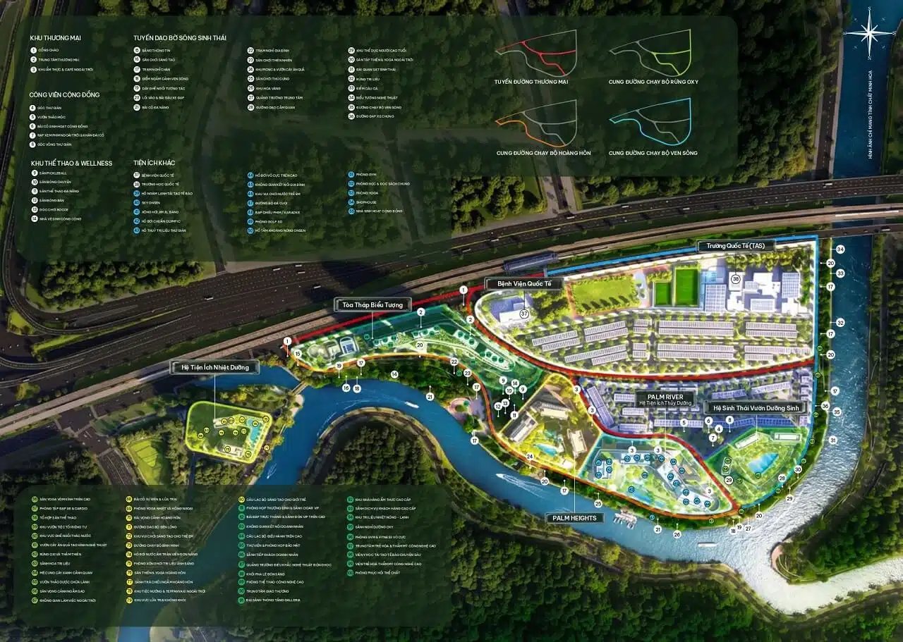 The Palm City amenity masterplan, numbered.